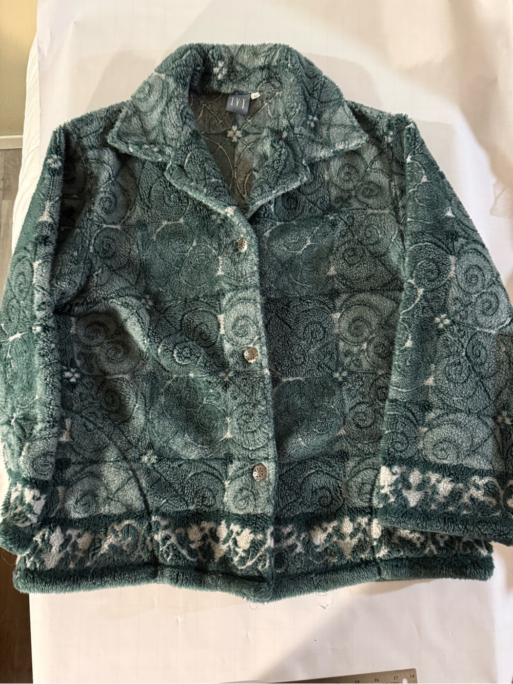 IVY Forest Green Faux Sherpa Button-Front Jacket